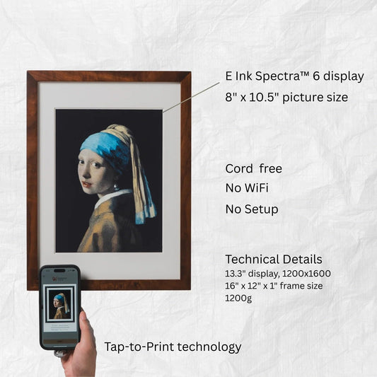 Reflection Frame Cordless ePaper Digital Art Display with Tap-to-Print Technology