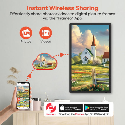 Frameo 32-Inch Smart Digital Picture Frame with WiFi & 64GB Storage