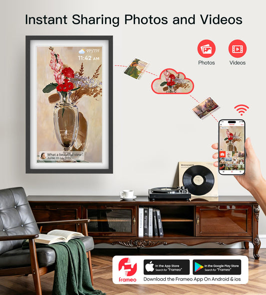 BIGASUO 21.5-Inch Frameo WiFi Digital Picture Frame with FHD IPS Display