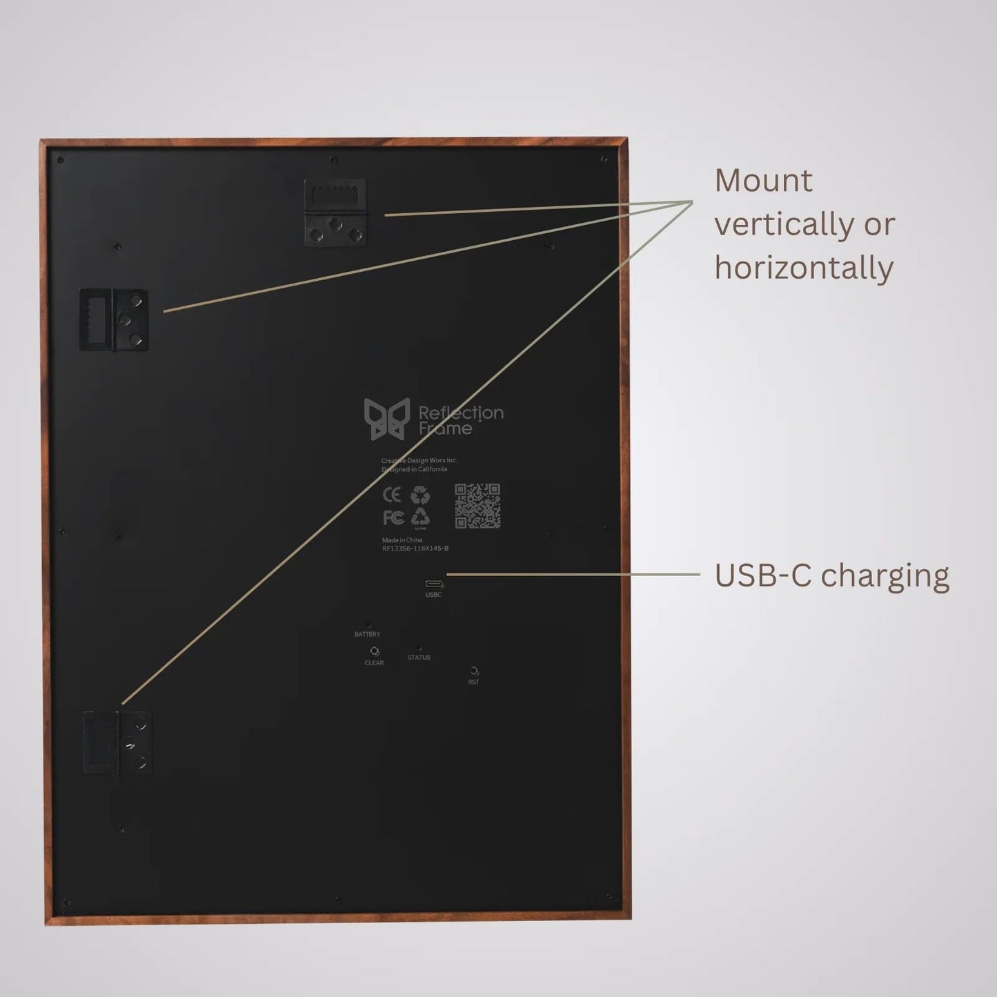Reflection Frame Cordless ePaper Digital Art Display with Tap-to-Print Technology