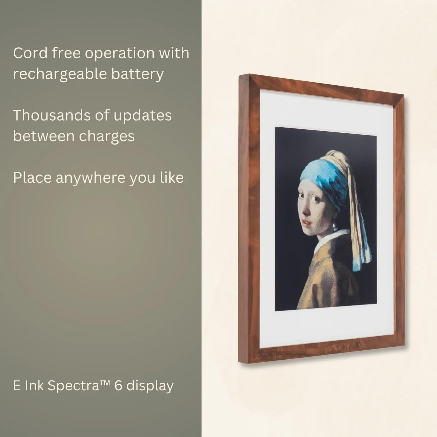 Reflection Frame Cordless ePaper Digital Art Display with Tap-to-Print Technology