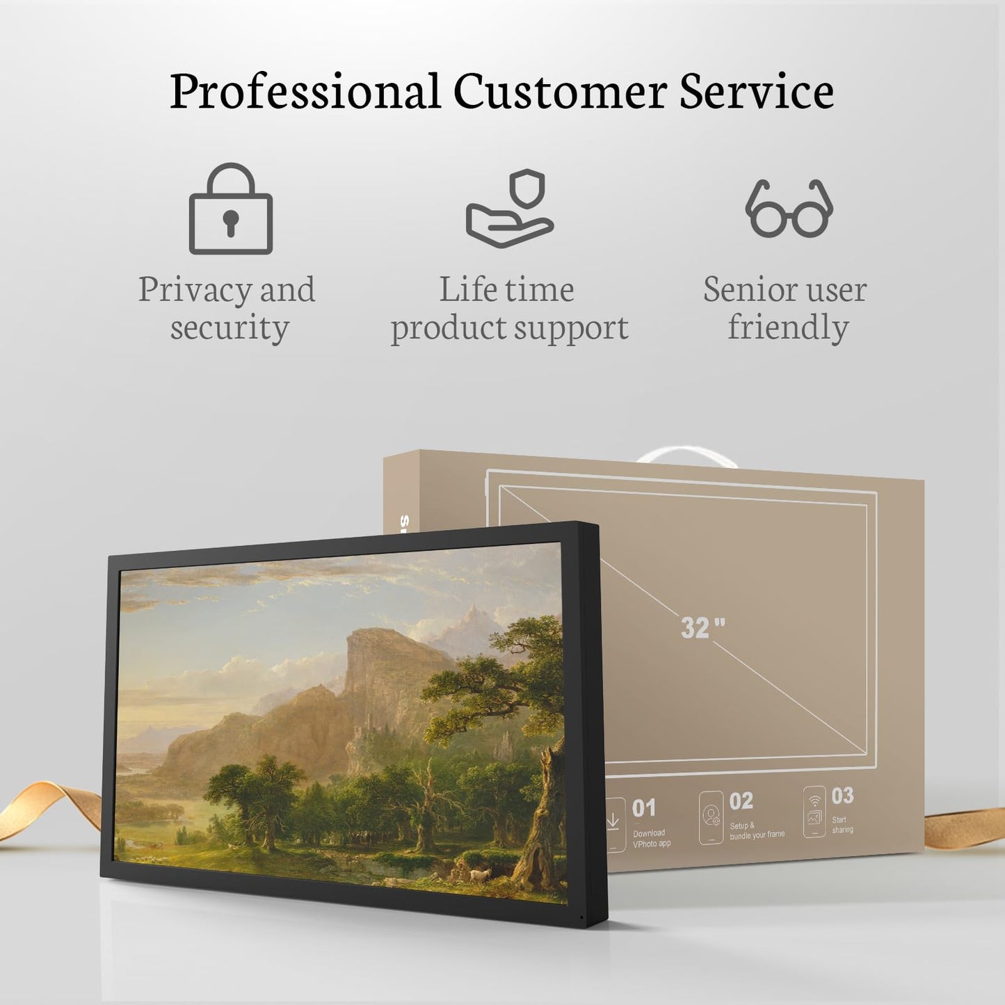 BSIMB 32-Inch Large WiFi Digital Picture Frame with Wall Mount Support