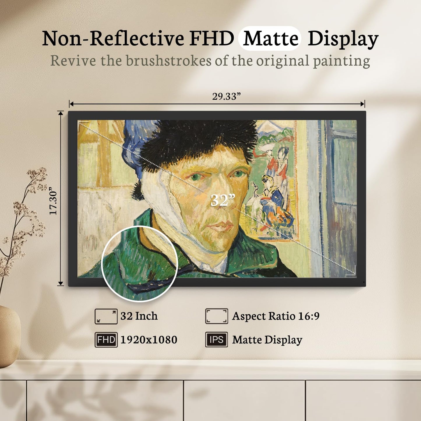 BSIMB 32-Inch Large WiFi Digital Picture Frame with Wall Mount Support