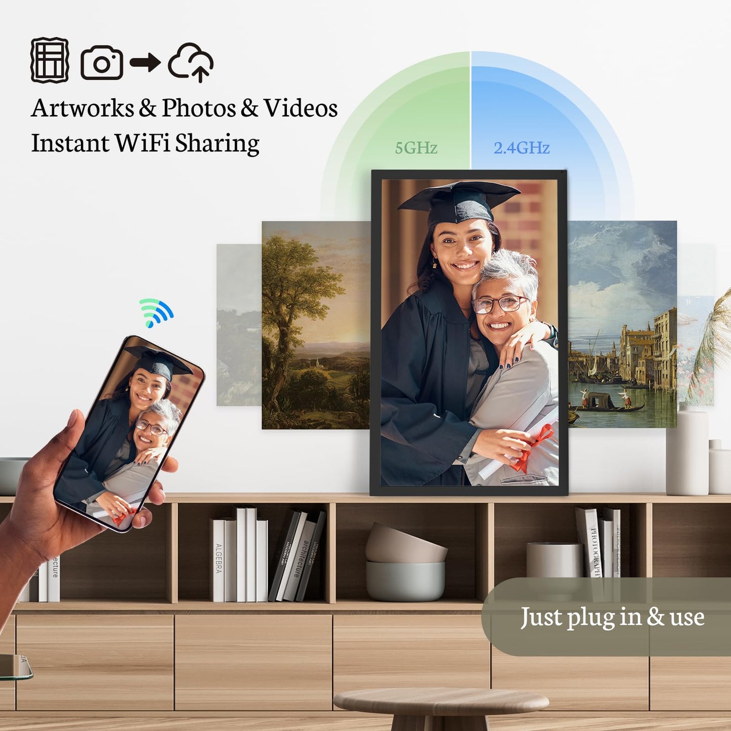 BSIMB 32-Inch Large WiFi Digital Picture Frame with Wall Mount Support