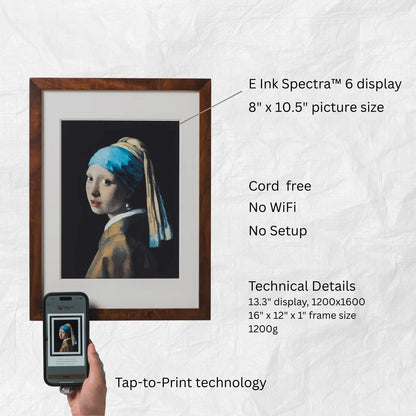 Reflection Frame Cordless ePaper Digital Art Display with Tap-to-Print Technology