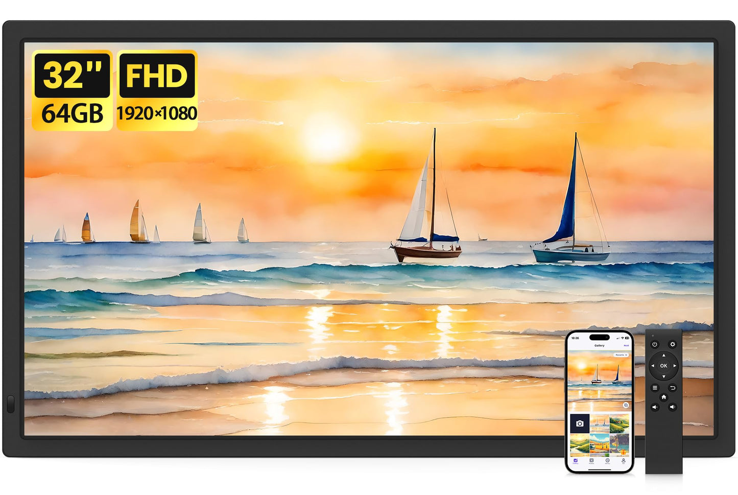 Uhale 32-Inch Extra Large Digital Photo Frame with Remote Control