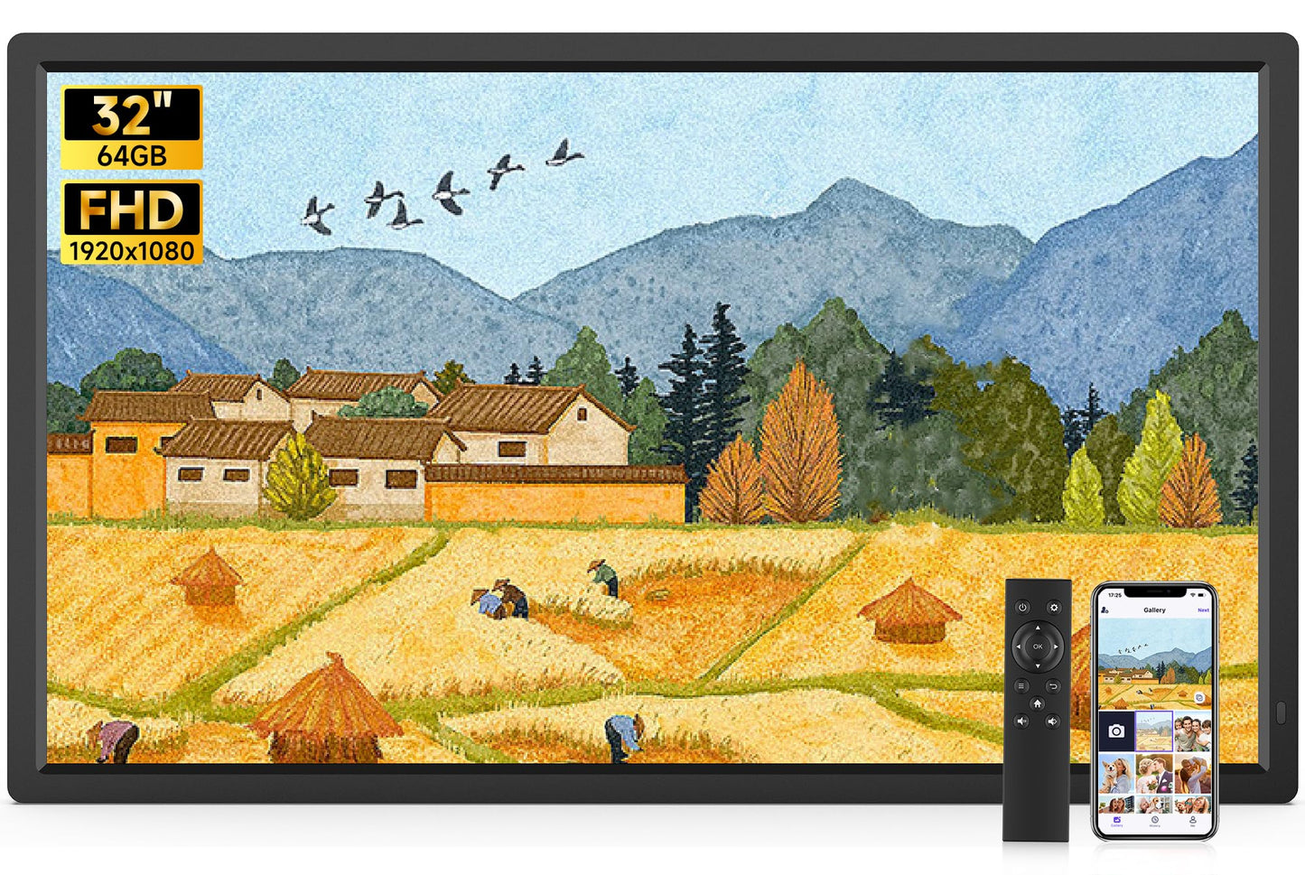 Uhale 32-Inch WiFi Electronic Picture Frame with Auto-Rotate Display