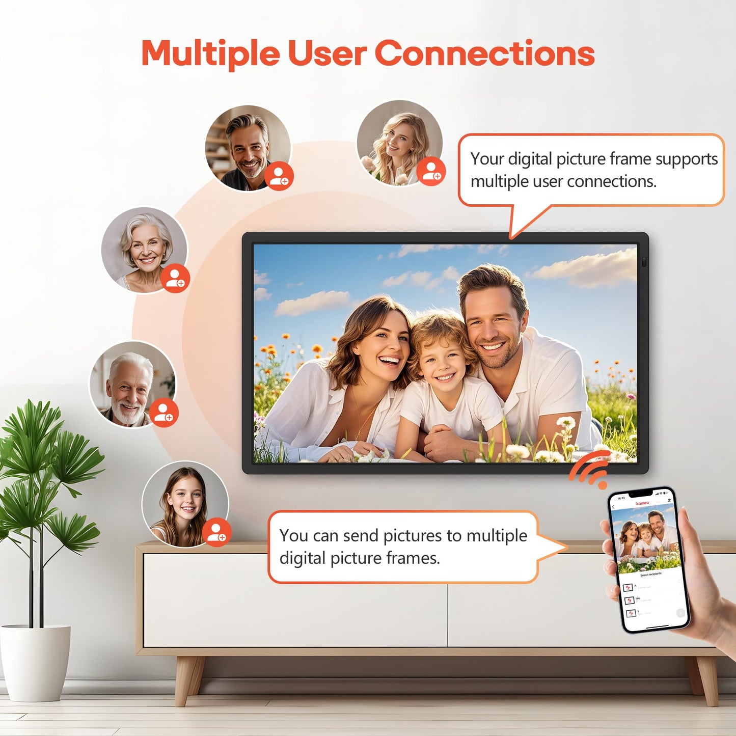 Frameo 32-Inch Smart Digital Picture Frame with WiFi & 64GB Storage