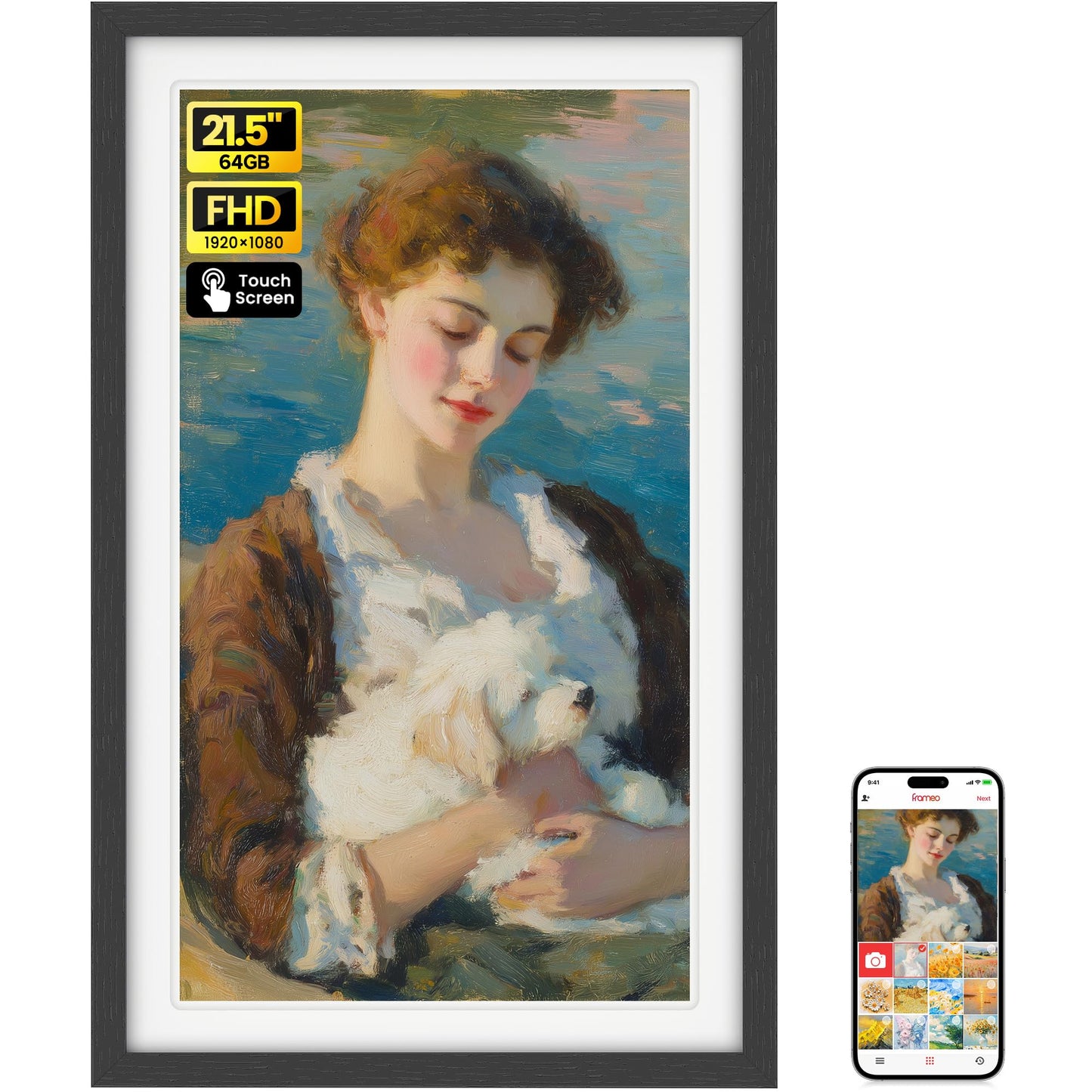 BIGASUO 21.5-Inch Frameo WiFi Digital Picture Frame with FHD IPS Display