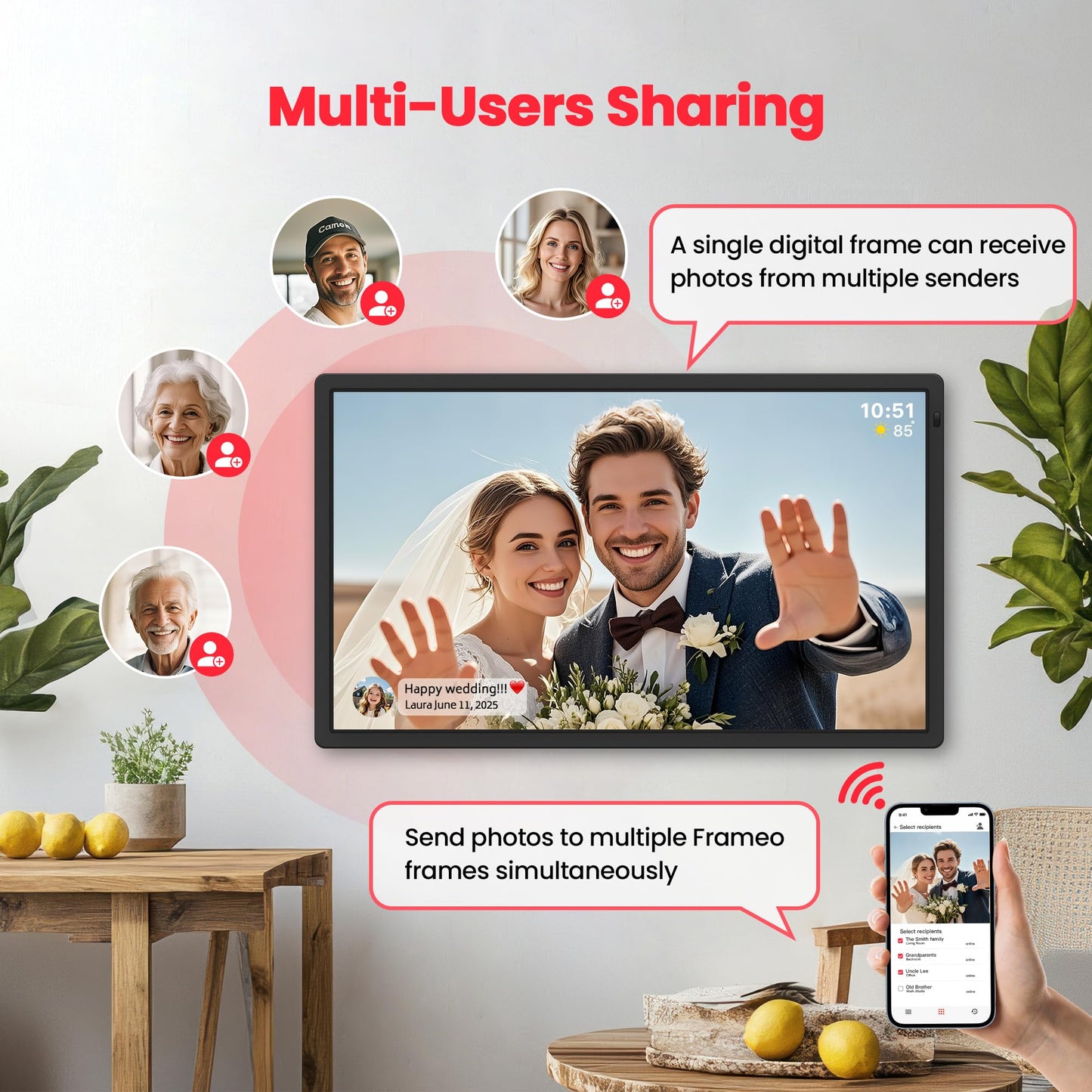 Frameo 32-Inch Extra Large Smart WiFi Digital Photo Frame – FHD Touch Screen