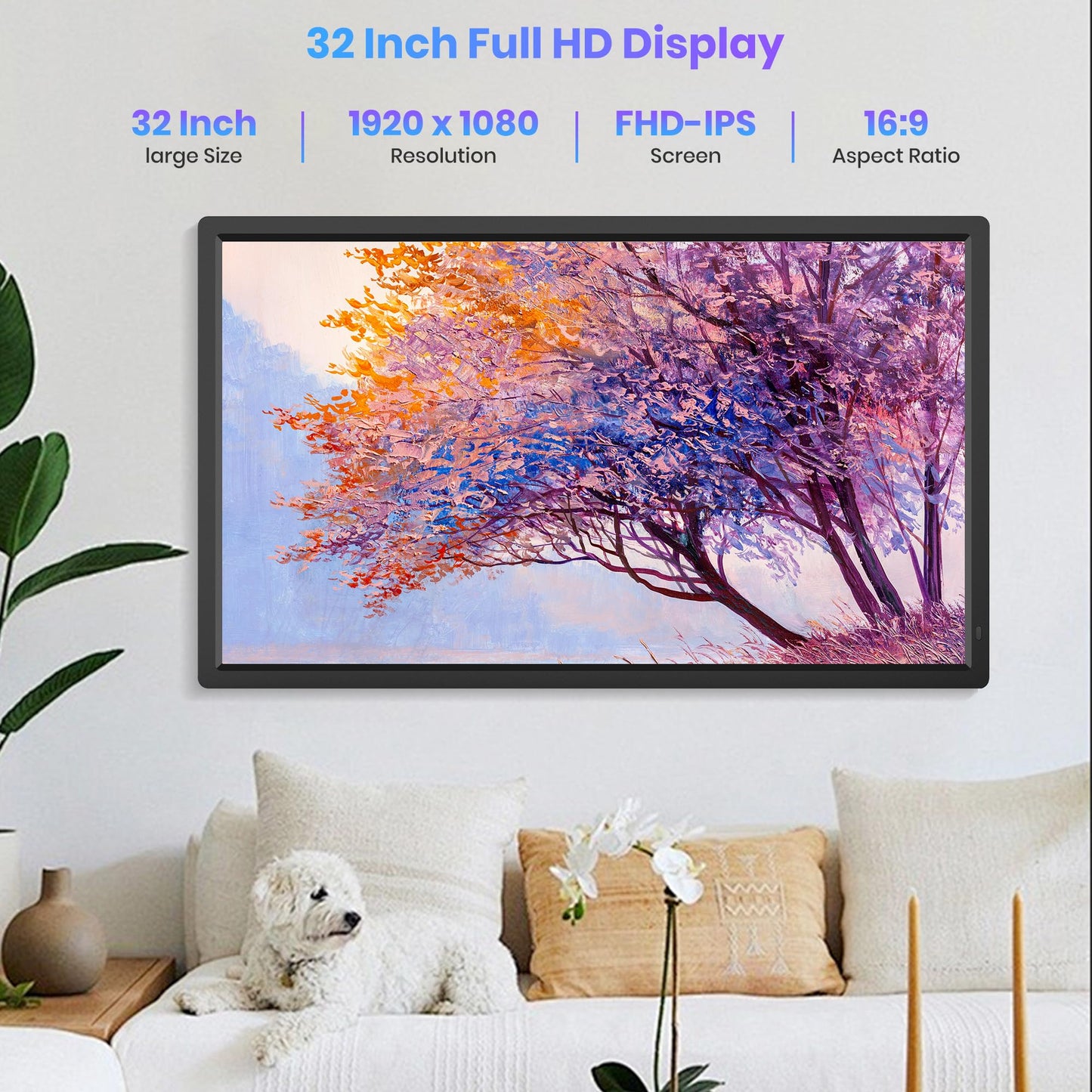 Uhale 32-Inch WiFi Electronic Picture Frame with Auto-Rotate Display