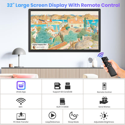 Uhale 32-Inch WiFi Electronic Picture Frame with Auto-Rotate Display
