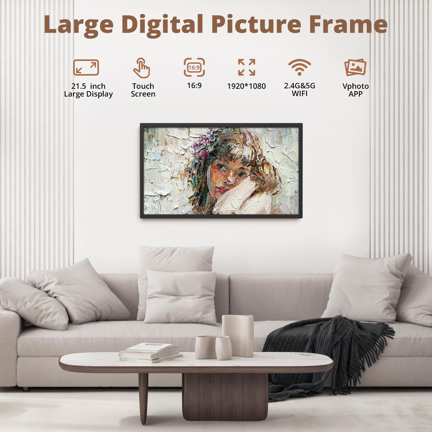 Dragon Touch 21.5-Inch Smart WiFi Digital Picture Frame with Touch Screen
