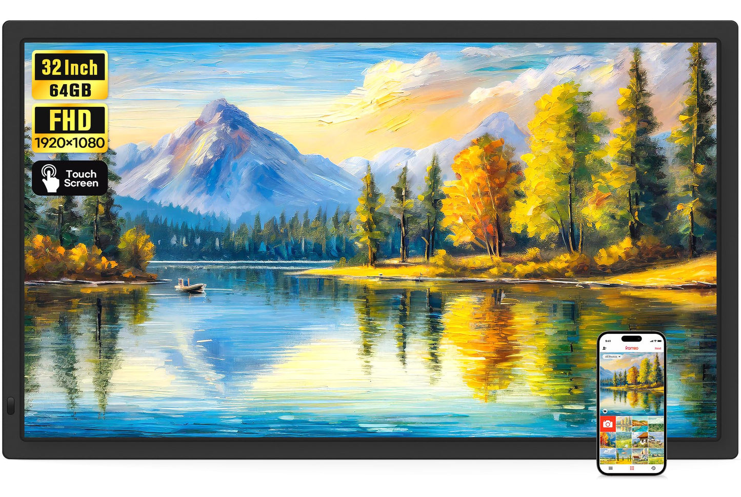 Frameo 32-Inch Smart Digital Picture Frame with WiFi & 64GB Storage