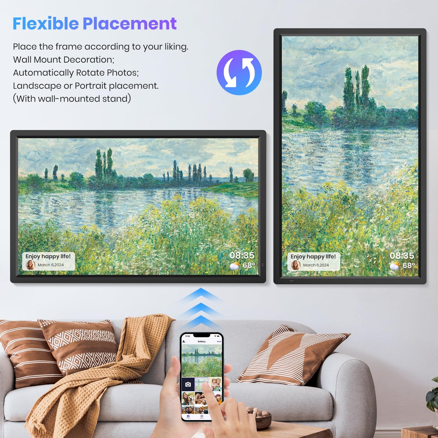 Uhale 32-Inch WiFi Electronic Picture Frame with Auto-Rotate Display